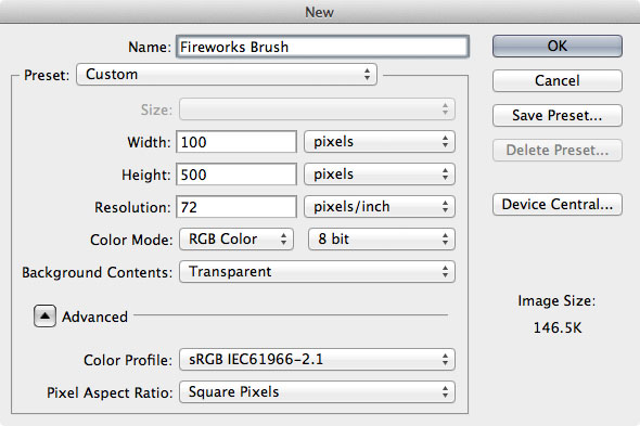 New Document Photoshop: Abstract Fireworks